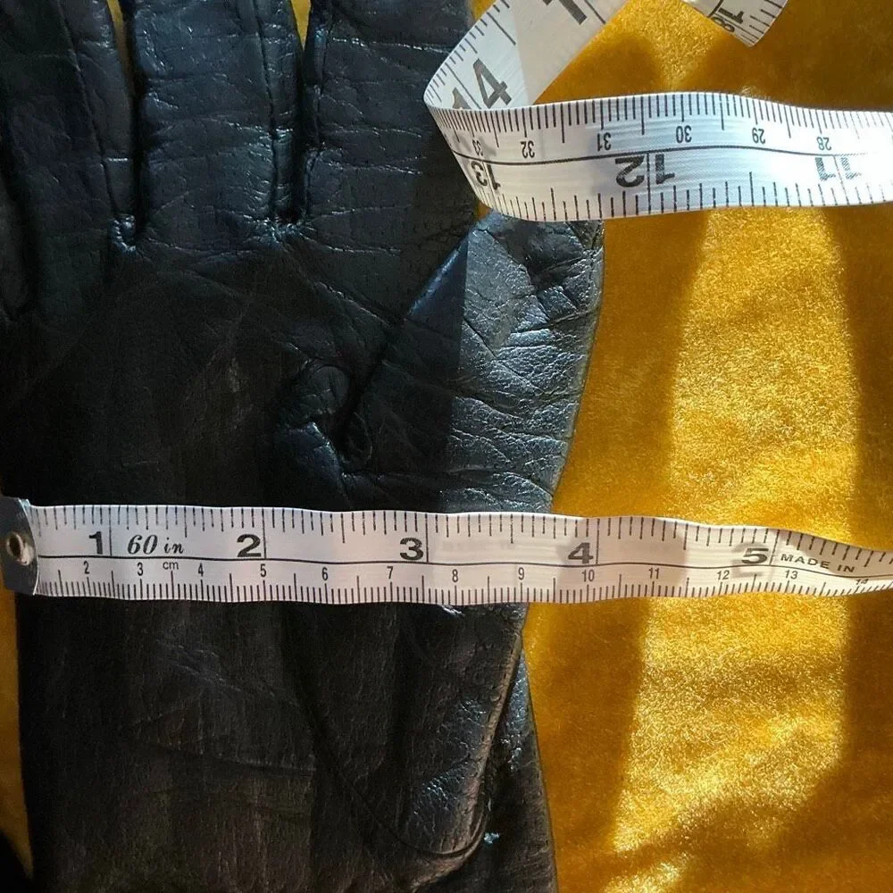 Vintage 1990s Black‎ Leather Gloves Thinsulate Thermal Lined Size Medium